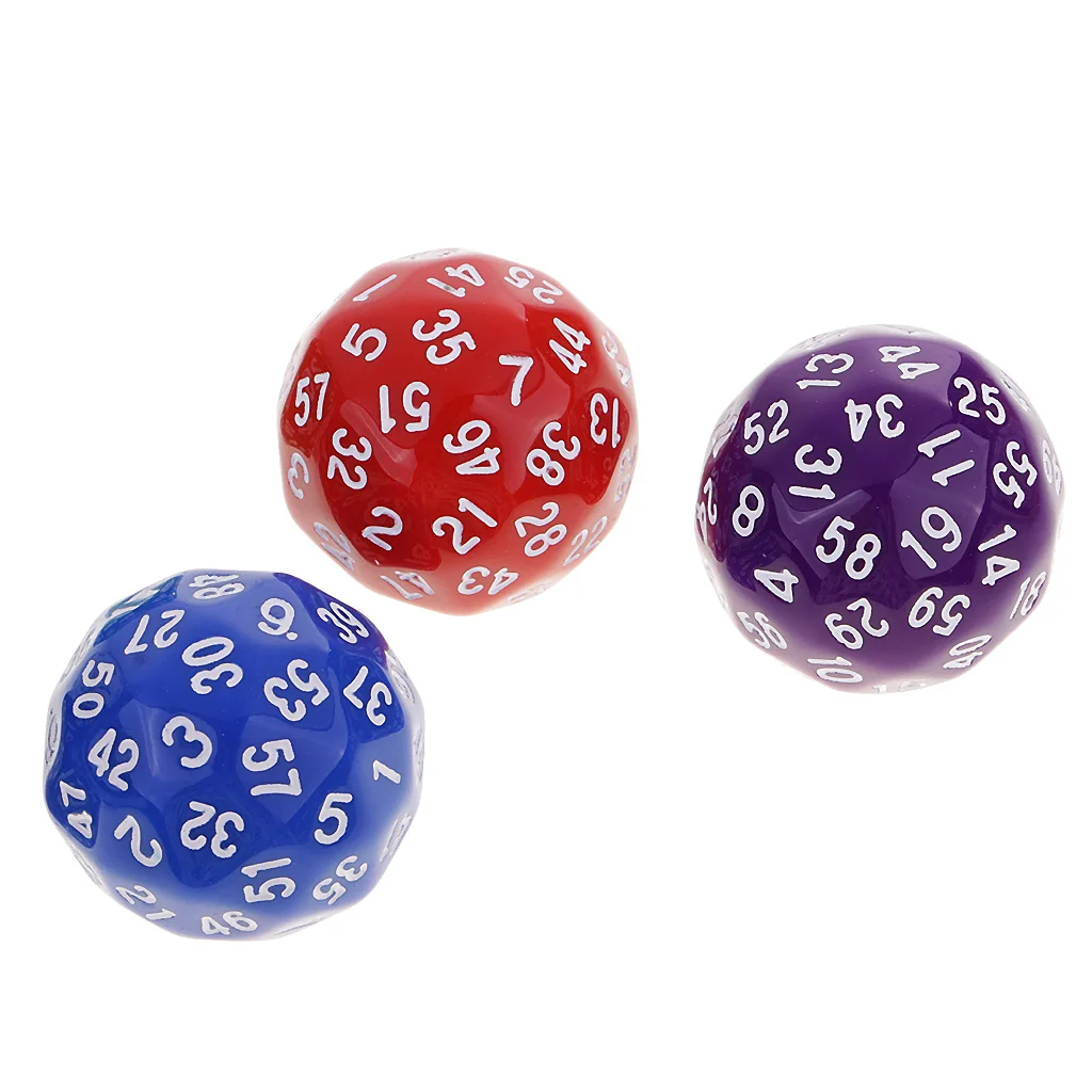 6 Pcs 60 Sided Dice D60 Polyhedral Dices Dungeon & Dragons RPG Board Game for Funny Family Housework Game Family Kids Pub Club