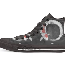 Koi Fish/белая Повседневная Высокая холщовая обувь кеды для дропшиппинг