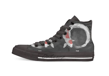 

Koi Fish White Casual High Top Canvas shoes sneakers For Drop shipping