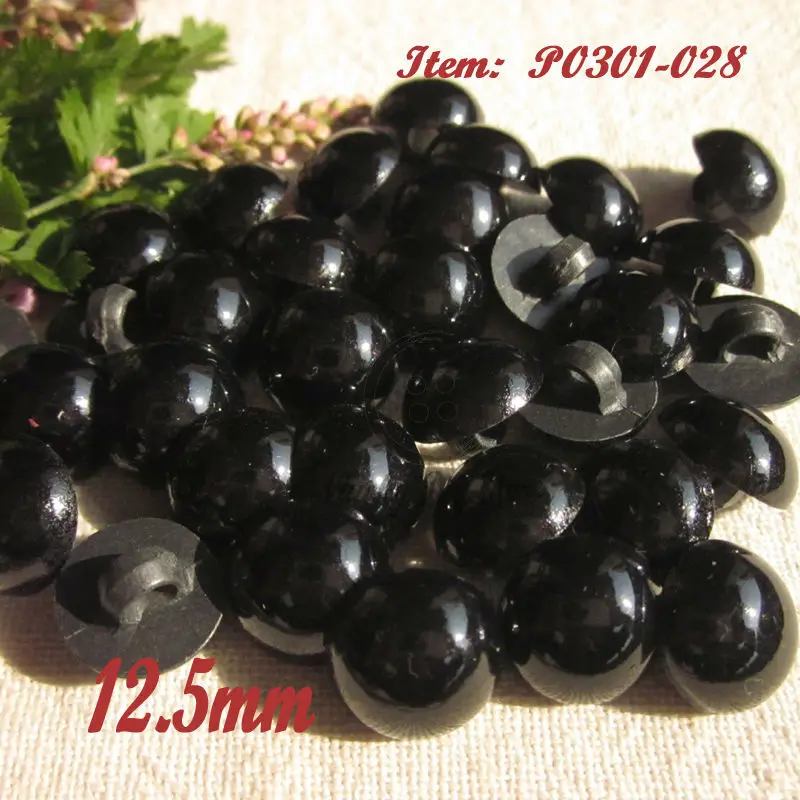 144pcs 12.5mm shank black pearl buttons animal eyes buttons craft