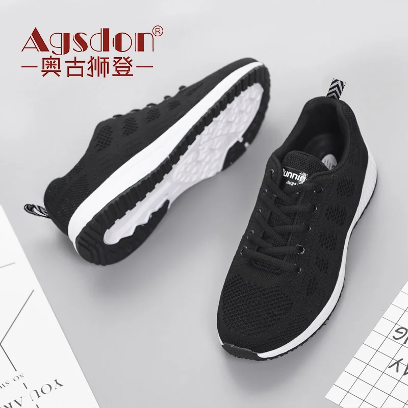 Agsdon Board Shoes Wholesale White Trainers Sneakers Women Air Mesh Breathable Spring Sport Running Shoes Female Walking Women's Shoes