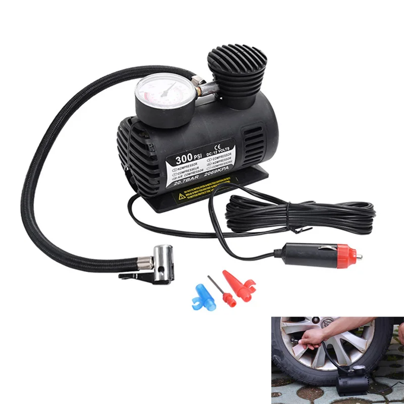 

300 PSI Mini Air Compressor 12V Car Auto Portable Pump Tire Inflator w/gauge New BX