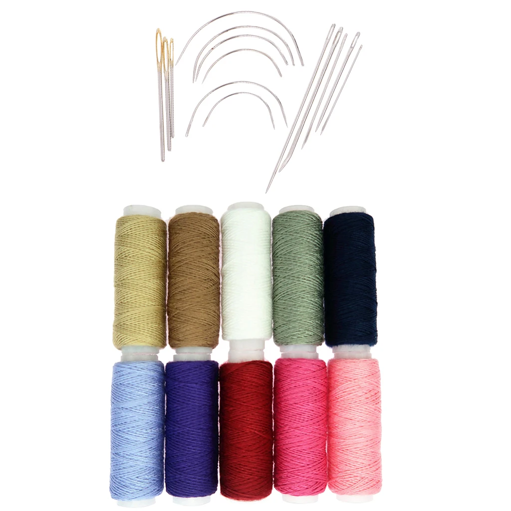 10Pcs Rainbow Cotton Sewing Threads + 14Pcs Tapestry Needle Sewing Craft Tools
