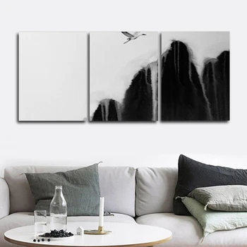 

Ink Landscape Wall Picture Poster and Print Canvas Painting Calligraphy Decor for Living Room Bedroom Home Decor Frameless