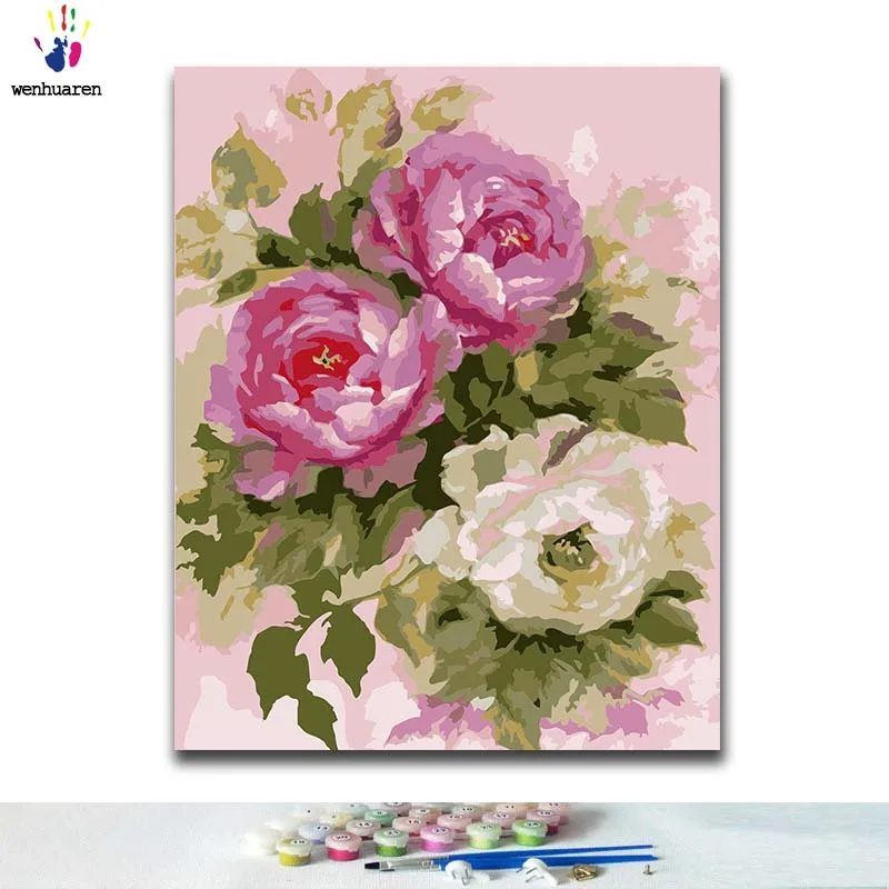 

DIY Coloring paint by numbers Flower paintings by numbers with kits 40x50 framed