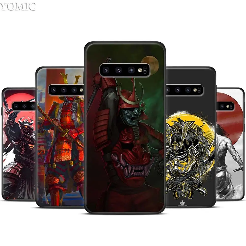 

Japanese Samurai Black Silicone Case for Samsung Galaxy S10 S10e S8 S9 Plus S7 A40 A50 A70 Note 8 9 Soft Cover Case