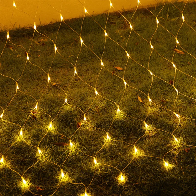 96 LEDs Fairy String Light 1.5mx1.5m Net Mesh Garland Xmas String Lamp Holiday Garden New Year Curtain Wedding Party Decor Light (9)