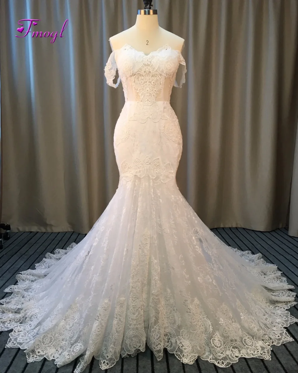 

Fmogl New Design Glamorous Appliques Lace Mermaid Wedding Dress 2020 Romantic Sweetheart Princess Wedding Gown Robe De Mariage