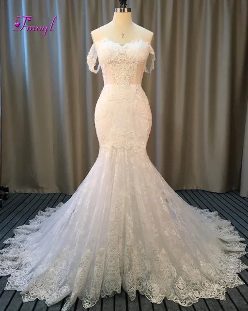 Fmogl nouveau Design glamour Appliques dentelle Robe De mariée sirène 2019 romantique chérie princesse Robe De