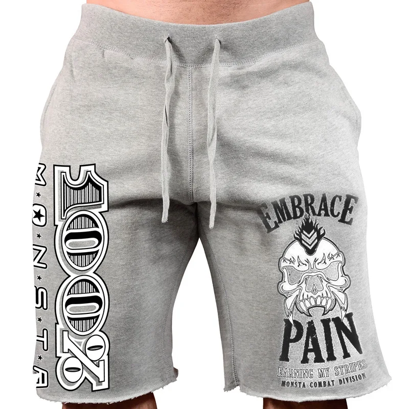 

Mens gym cotton shorts Run jogging sports Fitness bodybuilding Sweatpants male workout training Brand Knee Length short pants
