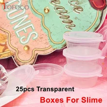 TOFOCO 25 шт., герметичная маленькая коробка для слизи, глина, прозрачные круглые пластиковые коробки, пушистая Слизка, сделай сам, Lizun, антистресс, шлам, аксессуары