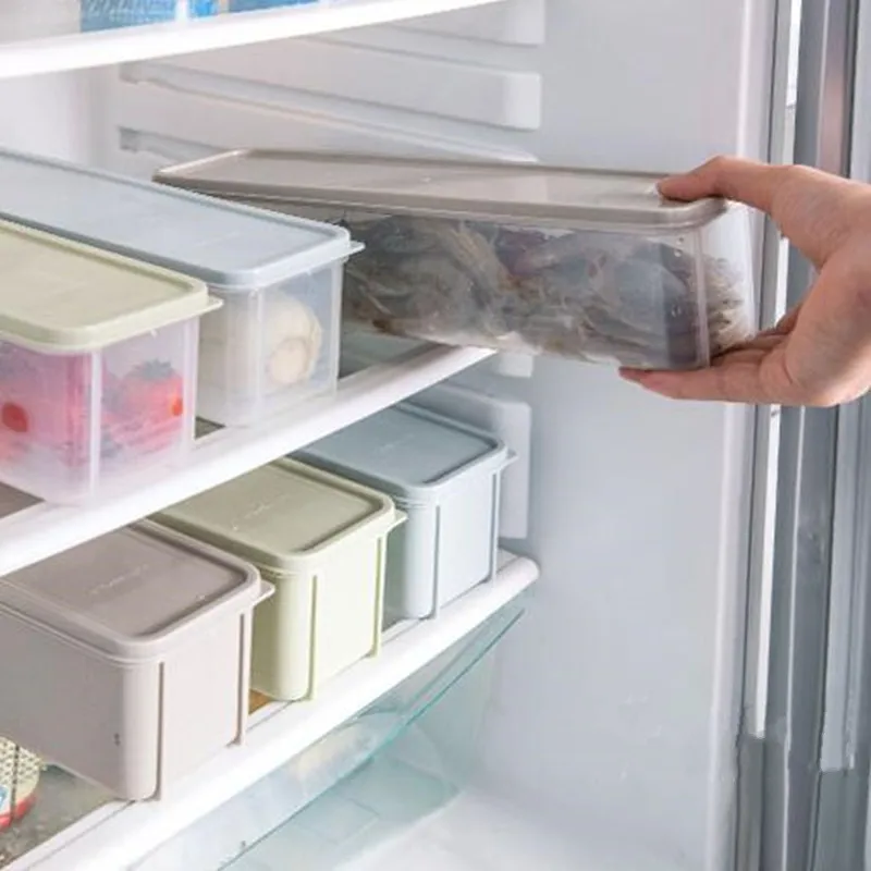 Rectangular refrigerator plastic storage container with lid food fresh