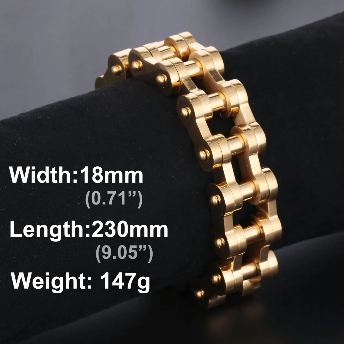 18mm Gold Нержавеющая сталь ссылка браслет-цепочка для Для мужчин стимпанк браслеты мотоцикл Украшения для мужчин большой Размеры Прямая SL20 - Окраска металла: 18mm Gold