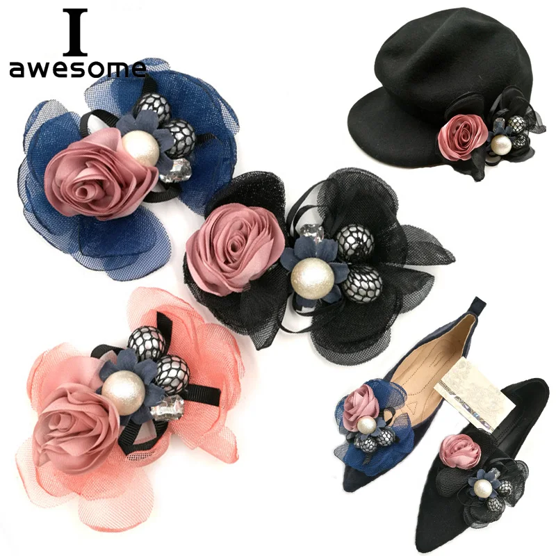 

3 colors Flowers Bridal Wedding Party Shoes Accessories High Heels Shoes DIY Manual Pearl boots Shoe Decorations Shoe flower