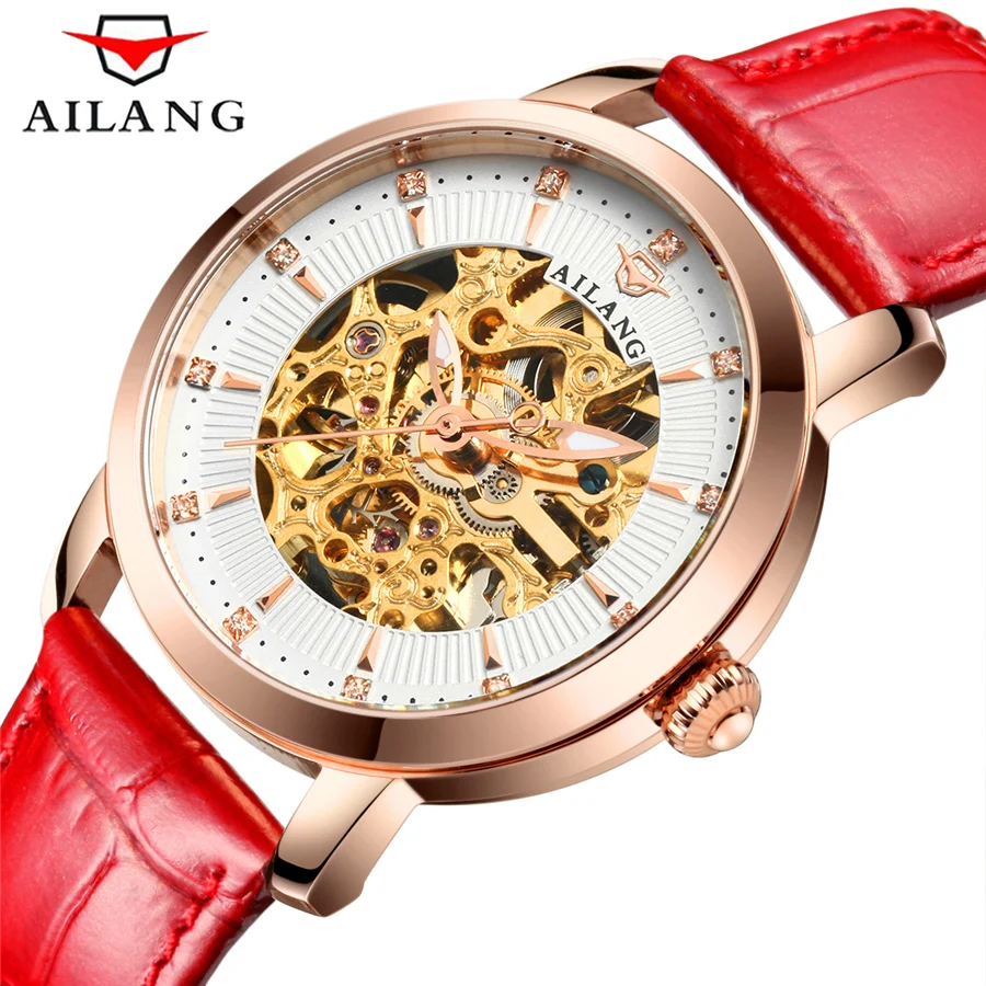 AILANG 2017 New Women's Mechanical Watches Luxury Rose Gold Automatic