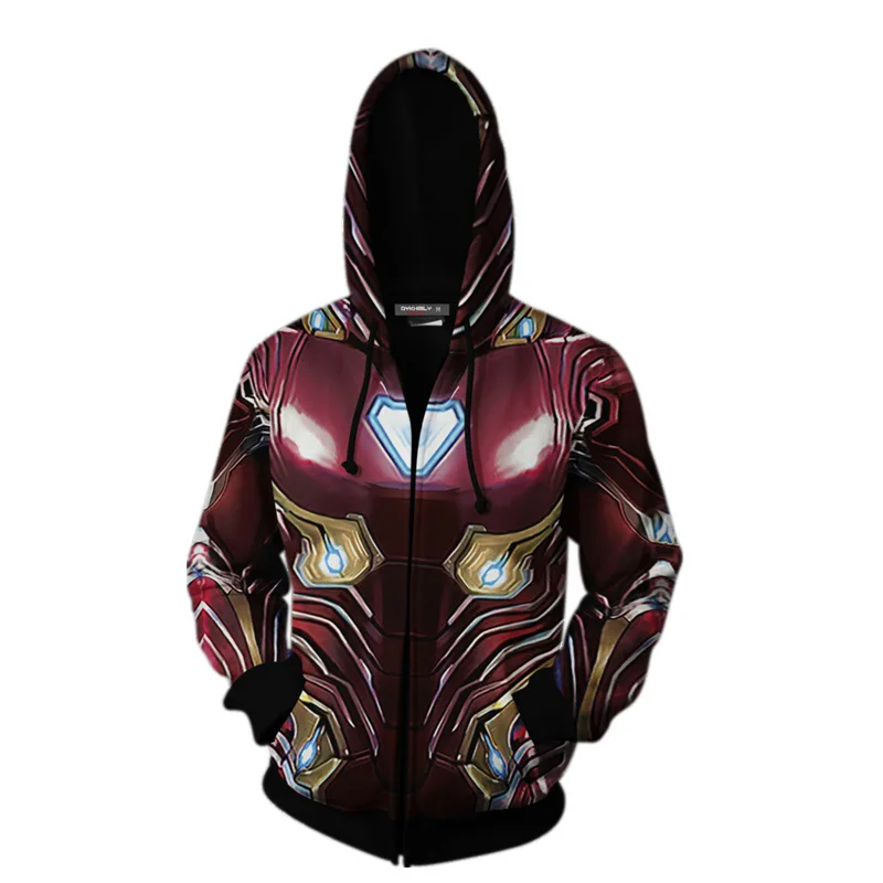 Avengers Endgame Iron Man 3D Printed Cosplay Costume Hoodies Sweatshirt Avengers 4 Superhero Unisex Jacket Coat Hiphop Tops 2019