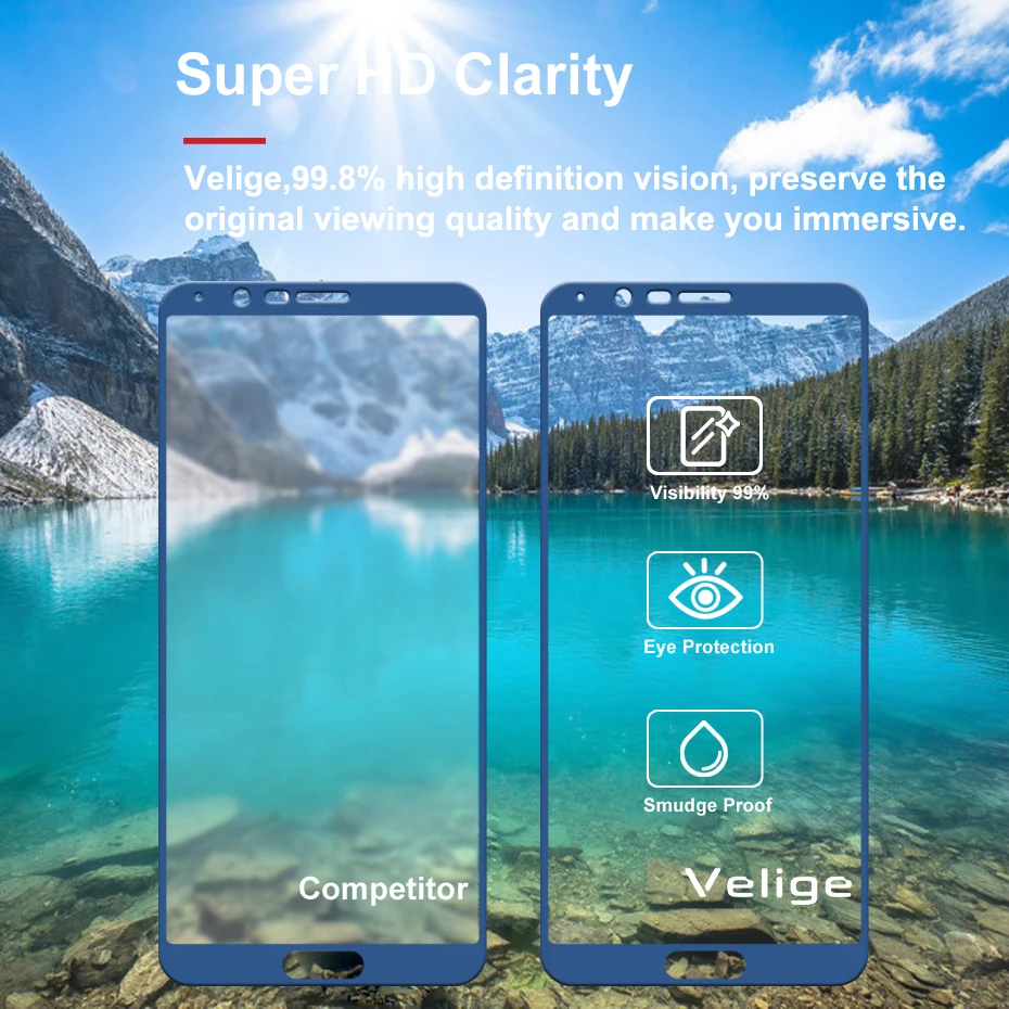Velige Real 2.5D Full Cover Tempered Glass for Huawei Honor View 10 Honor V10 V 10 Screen Protector HD Clarity Glass Film (6)