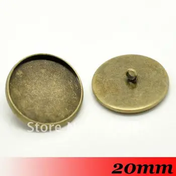 

Free ship! Bulk 500piece Antique bronze 20mm Round Back button blanks cameo cabochon setting base
