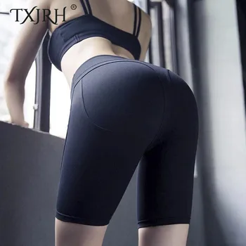 

TXJRH Sexy Bodybuilding Fitness Packege Hips Leggings High Waist Elastic Slim Sports Running Yoga Tight Leggings Shorts 4 Colors