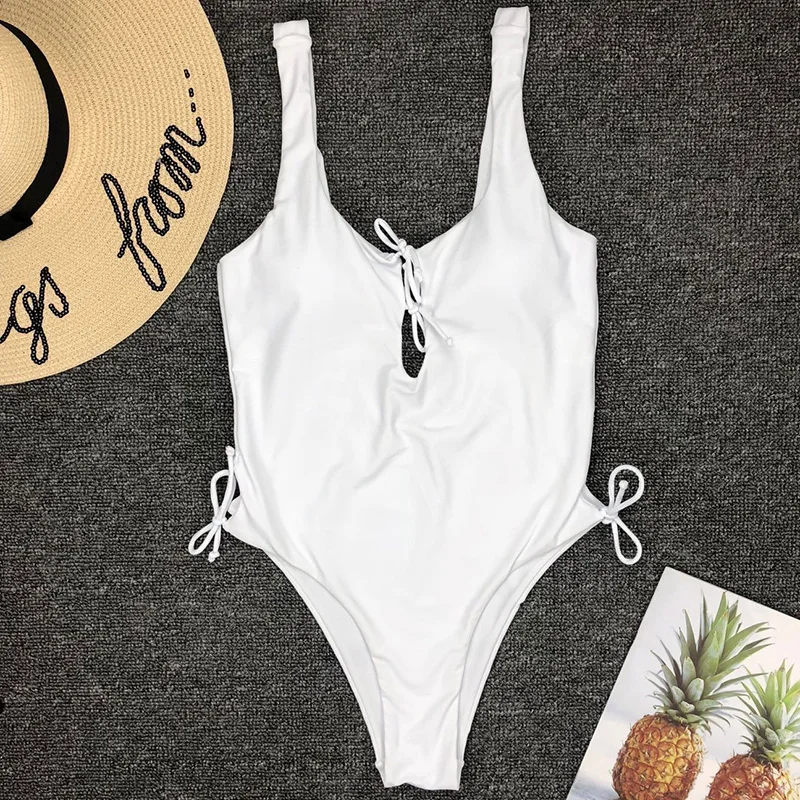 2019 Sexy One Piece Swimsuit Women Bandeau swimwear High Cut Bathing ...