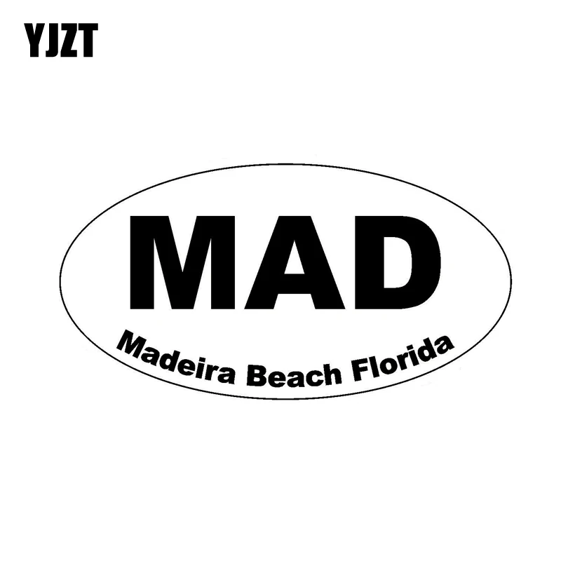 YJZT 14.7CM*7.7CM MAD MADEIRA BEACH FLORIDA Oval Vinyl