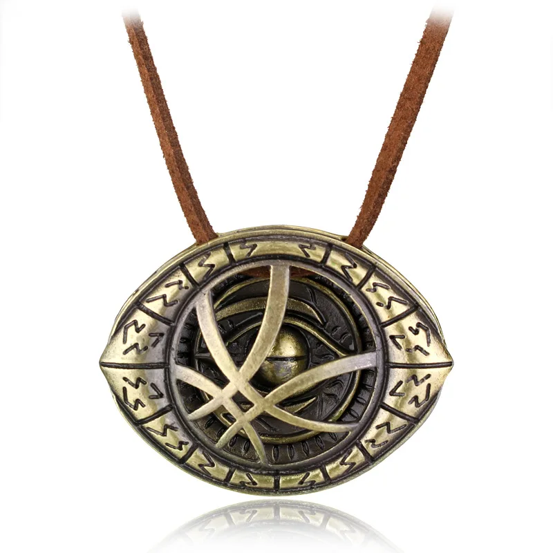 

Big Doctor Strange Necklace Dr.Strange Steve Cosplay Agamotto Eye Pendent Necklace Genuine Leather Chain Jewelry Gift For Men