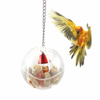 

Parrots Ball Toys Food Feeder Hanging Cage Feeding Toy Birds Bell Foraging Chain For Treats Bird Supplies C42