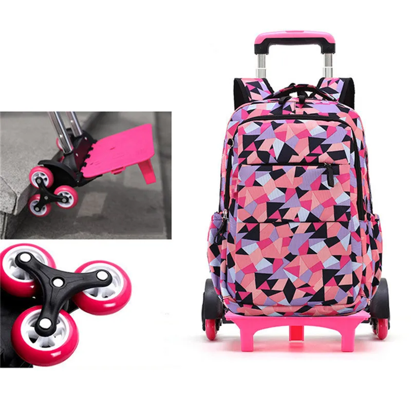 Новый Съемный детей школьные ранцы с 2/6 колёса для обувь девочек мальчиков рюкзак для тележки дети восхождение лестницы колесных сумк