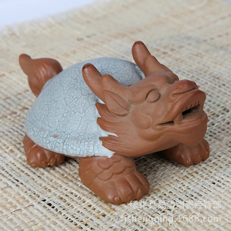

Wholesale Ru tea opens the piece tea pet dragon turtle animal play italics Ru Tea Set Decoration Accessories