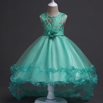 

Kids Clothes Girls Flower Dress Children Girl Gold wire embroidery Party Dress Baby Princess Swallowtail evening dress