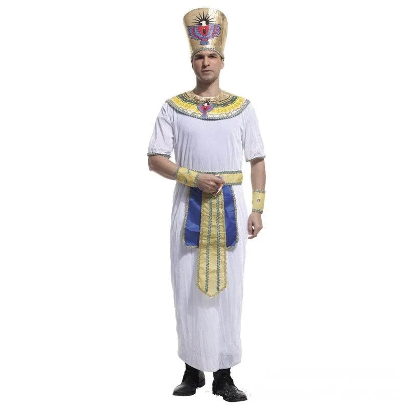 Qijun New Cosplay Halloween Costume White Egyptian Pharaoh Costume On