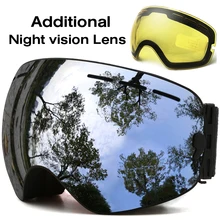 JULI Snow Goggles,double lens Winter Snow Sports Snowboard Goggles with Anti-fog UV Protection Interchangeable Night vision lens