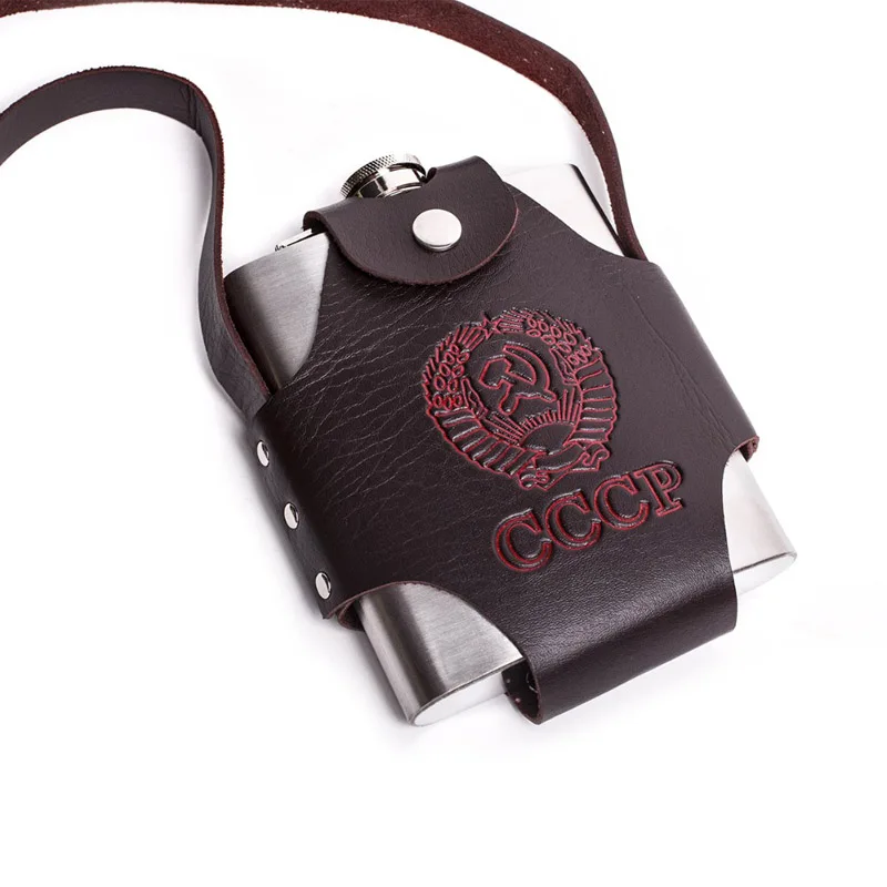 Фляжки на бедра 18 унций с кожаным чехлом портативная фляжка для спирта из