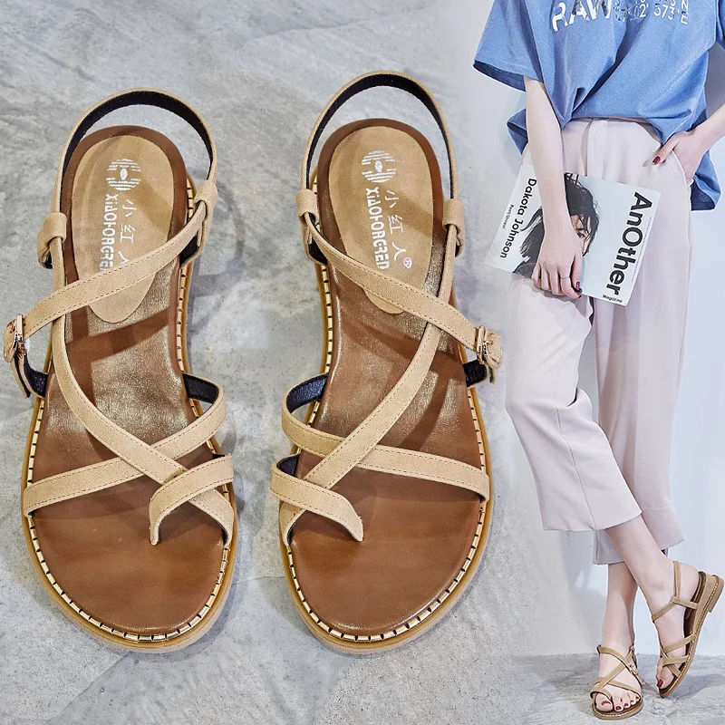 

Roman sandals female Fairy style 2019 summer new style Bohemian sandals Female word buckle wedge with chic women's shoes