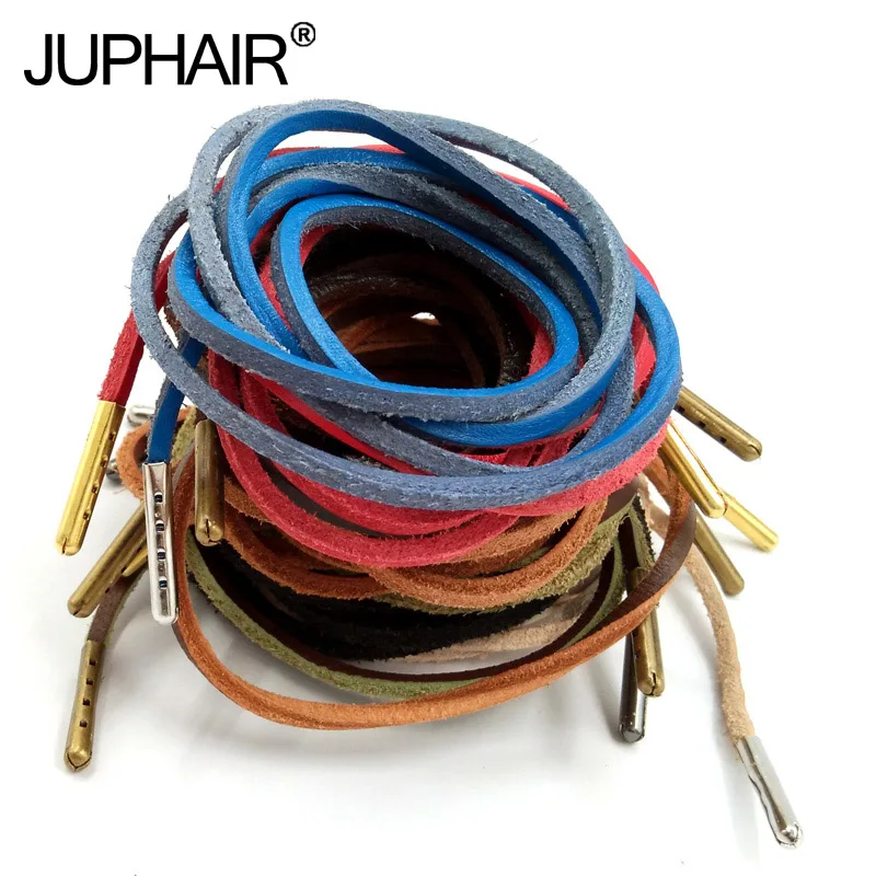 

1 Pair Top Layer Leather Shoelaces Colorful Aolid Shoelace Leather Shoes'shoelace Decorative Shoestring Metal Head Shoelaces