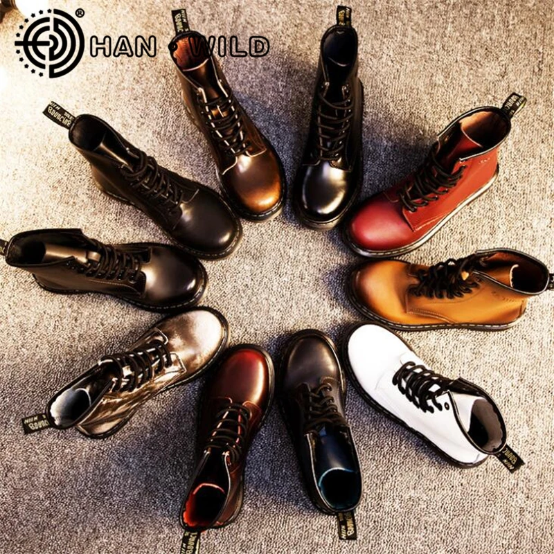 

New Genuine Leather Ankle Boots Women All Season Flat Platform Shoes Women Martins Boots Zip Motorcycle Booties Plus Size 35-44