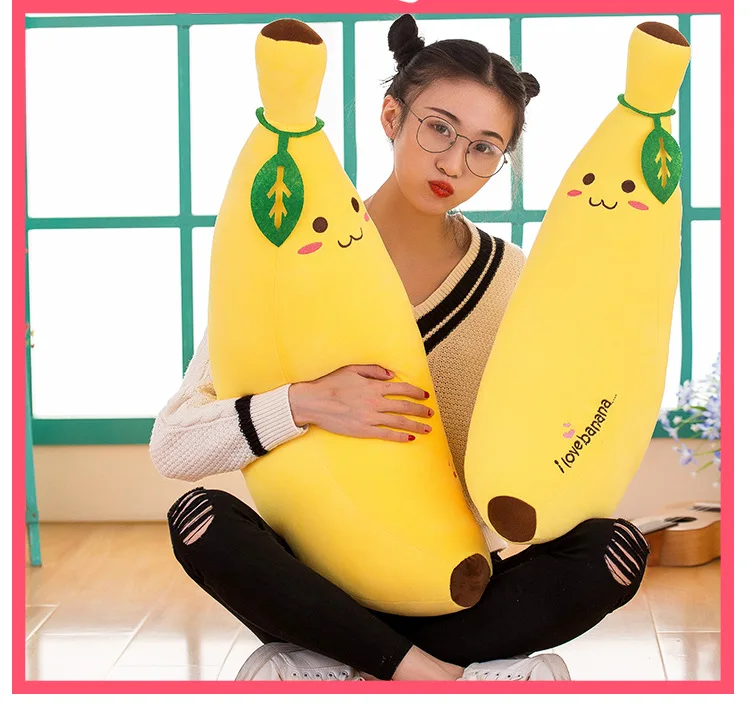 35-80 см желтая плюшевая игрушка-банан фруктовая серия Подушка Кукла подружка подарок кукла банан мультяшная Подушка-Банан подушка для девочки