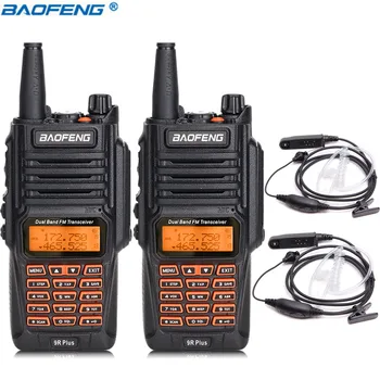 

2PCS New Baofeng UV-9R Plus Walkie Talkie 8W High Power 2800mAh Battery UHF VHF Dual Band Waterproof Two Way Radio+2Headset