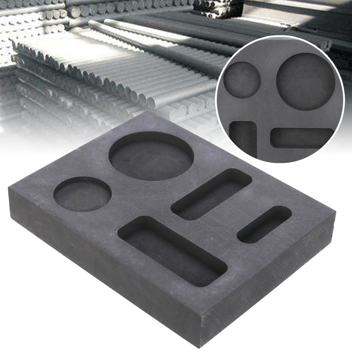 Black Five Holes Ingot Casting Graphite Casting Ingot Melting Mold Refining Scrap for Melting Furnace Casing Copper Silver Gold