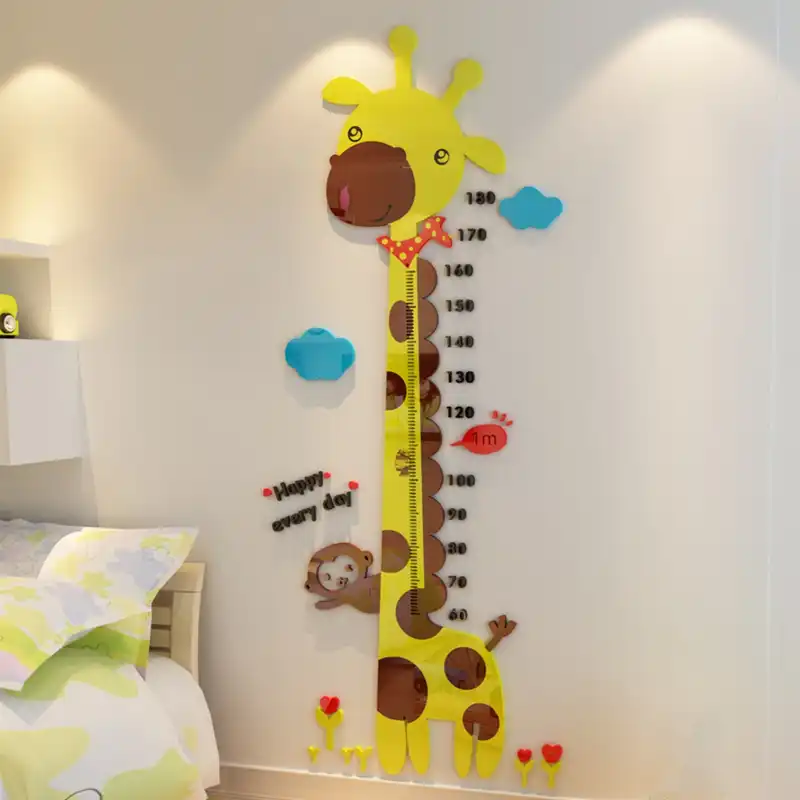 Cute Cartoon Giraffe Height Measure Wall Stickers For Kids