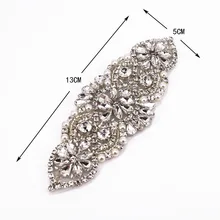 Silver Beaded Crystal Rhinestone Applique Decorations for Bridal Dresses Prom Handcrafted Sparkle Wedding Sash Belt Applique