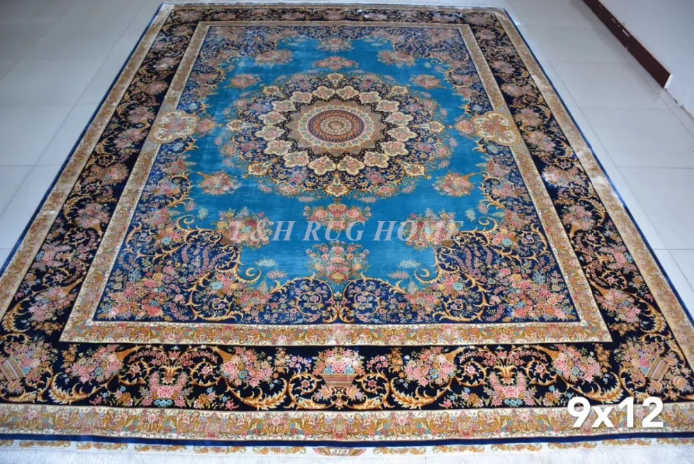 9'x12 230 линии ручной работы Шелковый Восточный персидских Ковры ручной ковер из шелка для украшения дома