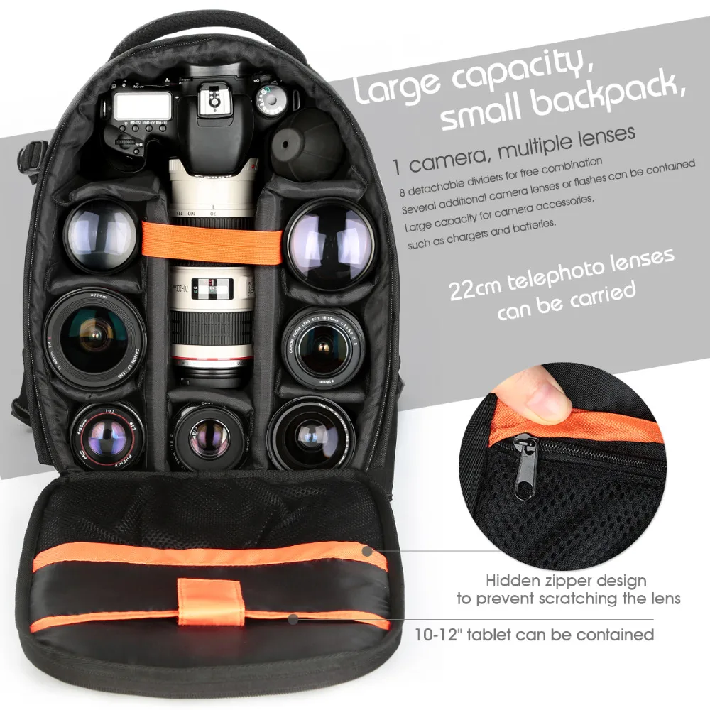 K & F CONCEPT Высококачественный водонепроницаемый рюкзак для DSLR SLR камеры сумка
