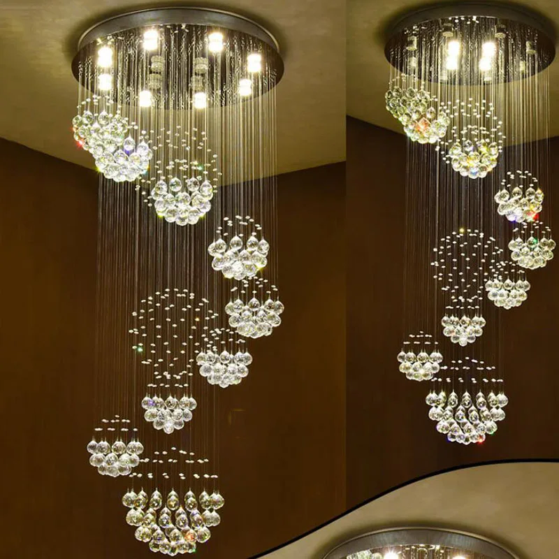 Cheap 2018 new modern 13PCS lustre crystal ball design chandelier large lustres de cristal lights D80*H300cm guarantee 100% 2
