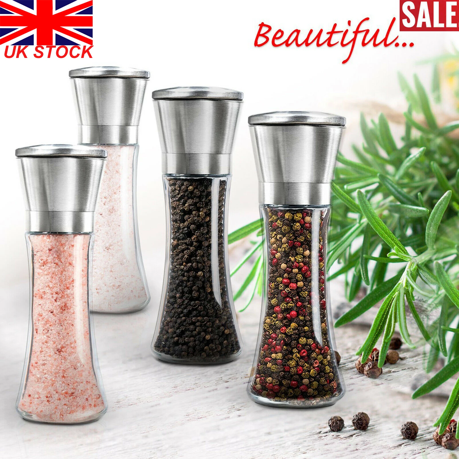 

Kitchen Tools 1pc Pepper Rose Salt Pepper Grinder Salt and Pepper Grinder Set Ceramic Mills Stainless Steel Shakers Spice Mill