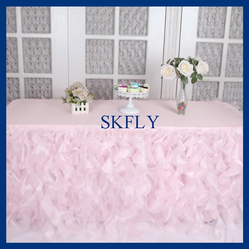 

CL010G Nice wedding 6ft rectangle 90''*132'' light pink pale pink curly willow table cloth