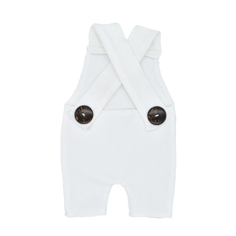Комбинезон с пуговицами для фотосъемки новорожденных; штаны; Детский комбинезон для фотосессии; комбинезон на деревянной пуговице; штаны для фотосессии - Цвет: White