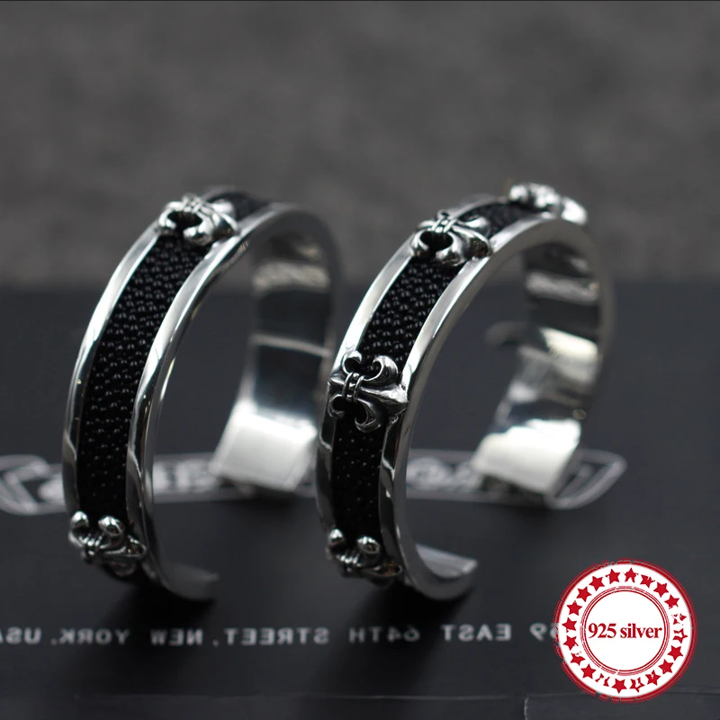 

S925 sterling silver men's bracelet personality retro domineering fashion punk-style hip-hop anchor styling send lover's Bangles