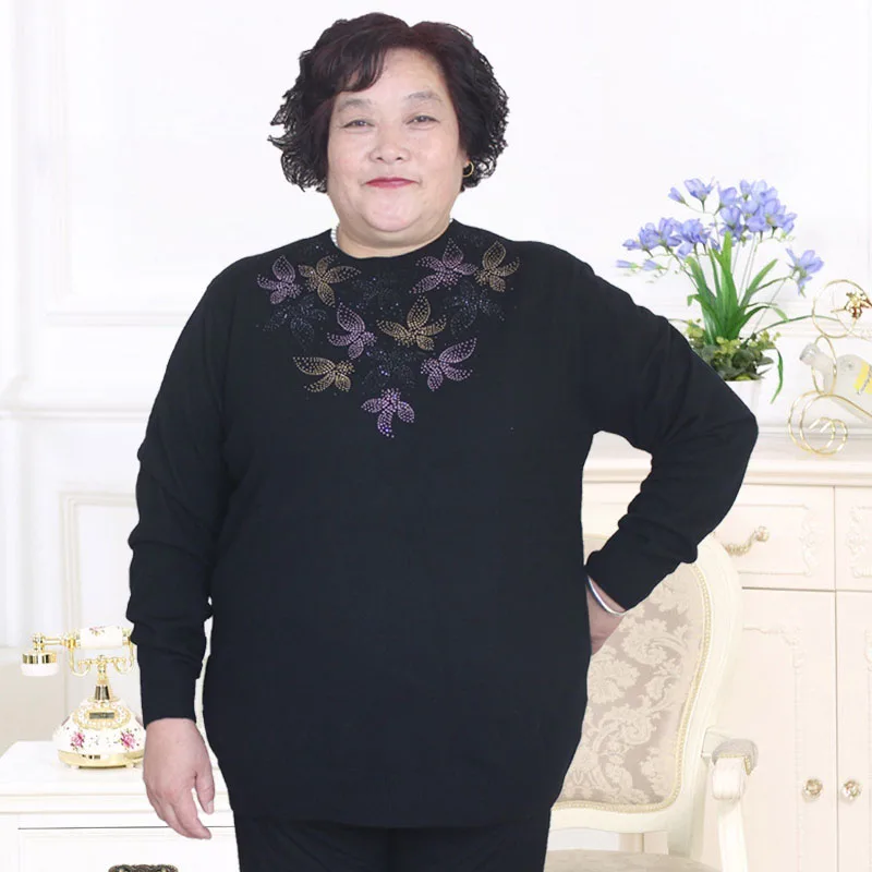 Plus size 4XL - 8XL 2008 new middle-aged fashion large pure wool sweater PJ8523 | Женская одежда