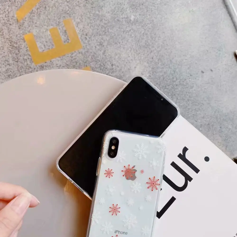 (5)_JONSNOW Painted Case for iPhone 8 7 7 Plus 6 6s Plus Christmas Tree Snowflake Soft Silicone Phone Cover for iPhone X XR XS Max